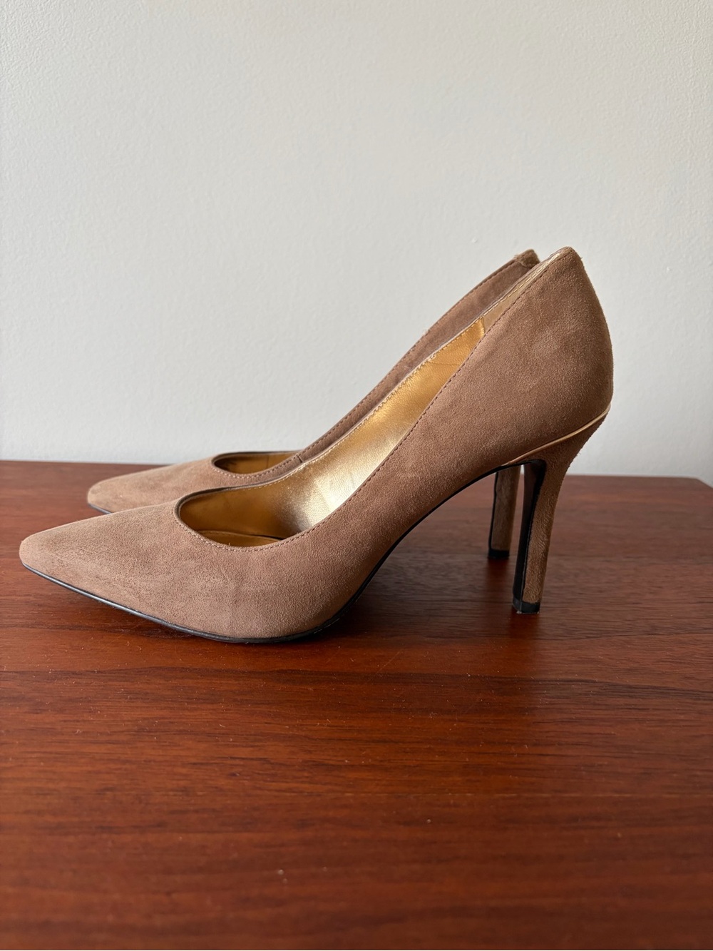 Lauren Ralph Lauren Classic Brown Suede Pointed-Toe High Heels